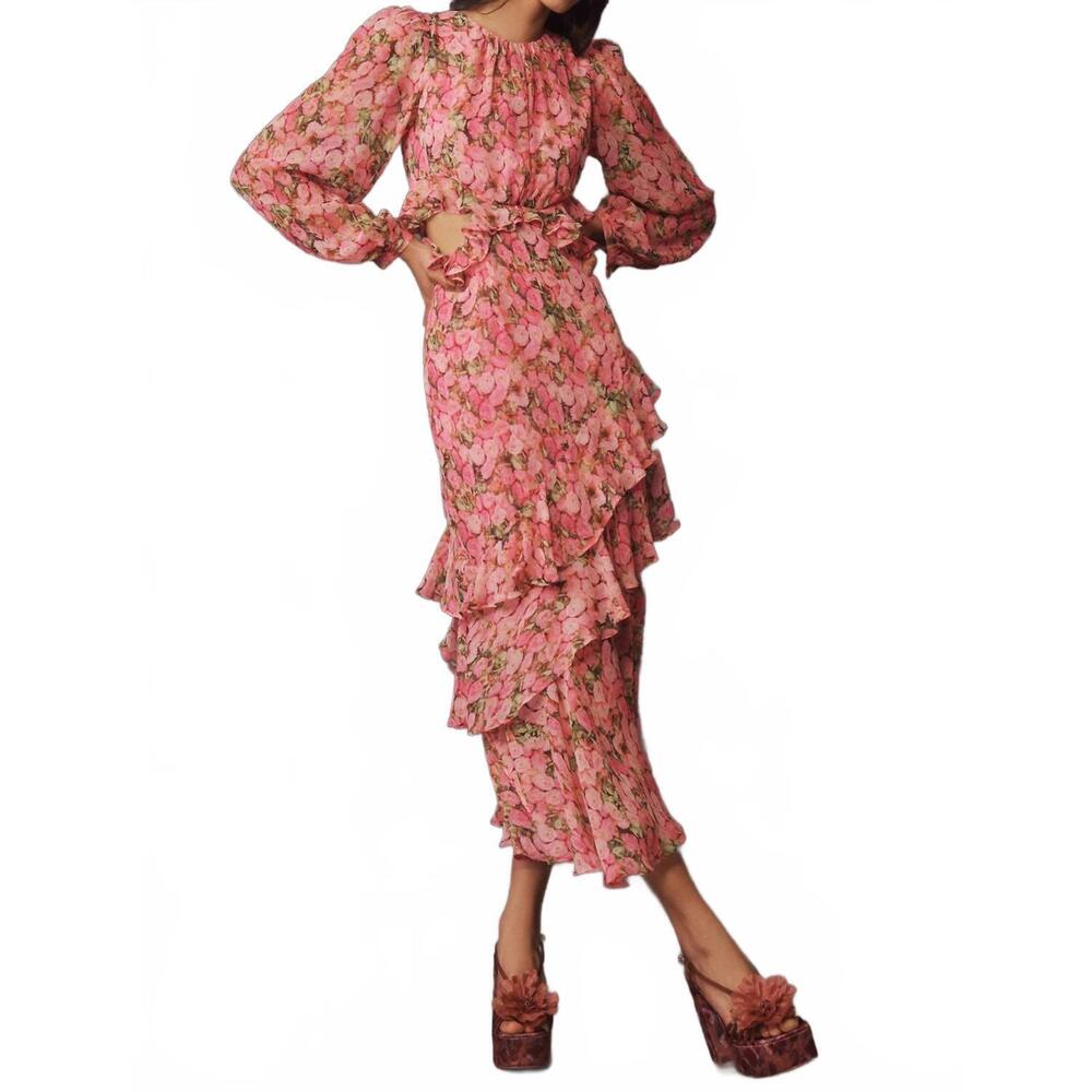 NEW 2.7 AUGUST APPAREL floral ruffled maxi dress